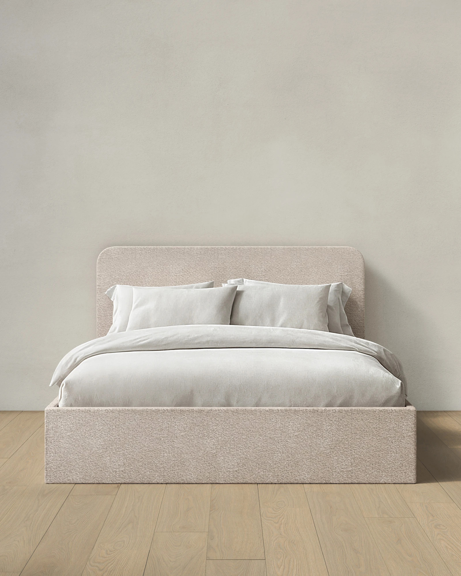 Plush Boucle Curved Bed - Low Headboard in Ivory | Quince