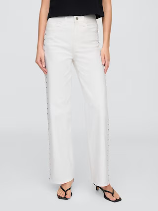 High Rise Studded Wide-Leg Jeans | Gap Factory