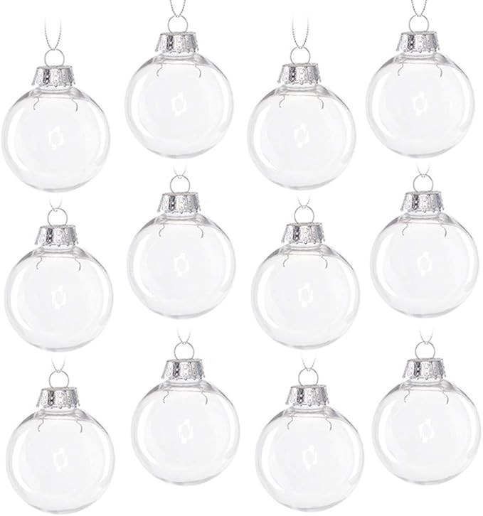 Christmas Clear Baubles Transparent Ball Plastic Fillable Sphere Ornament for Xmas Tree/Home Deco... | Amazon (US)