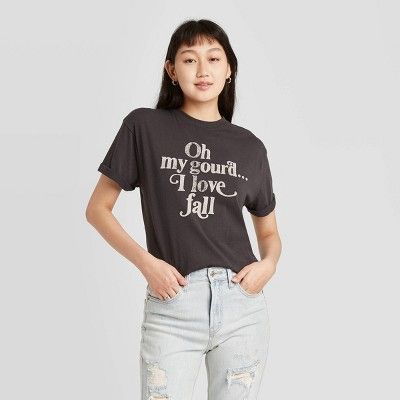 Women's Oh My Gourd I love Fall Short Sleeve Graphic T-Shirt - Black | Target