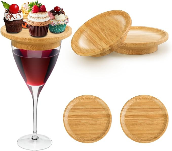 4 Pcs Wine Glass Charcuterie Topper, Bamboo Wine Glass Charcuterie Topper Holder for Family Gathe... | Amazon (US)