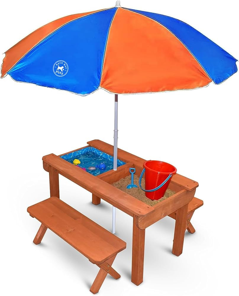 Back Bay Play Kids Sand and Water Table Premium Wooden Indoor Outdoor Convertible Picnic Table - ... | Amazon (US)