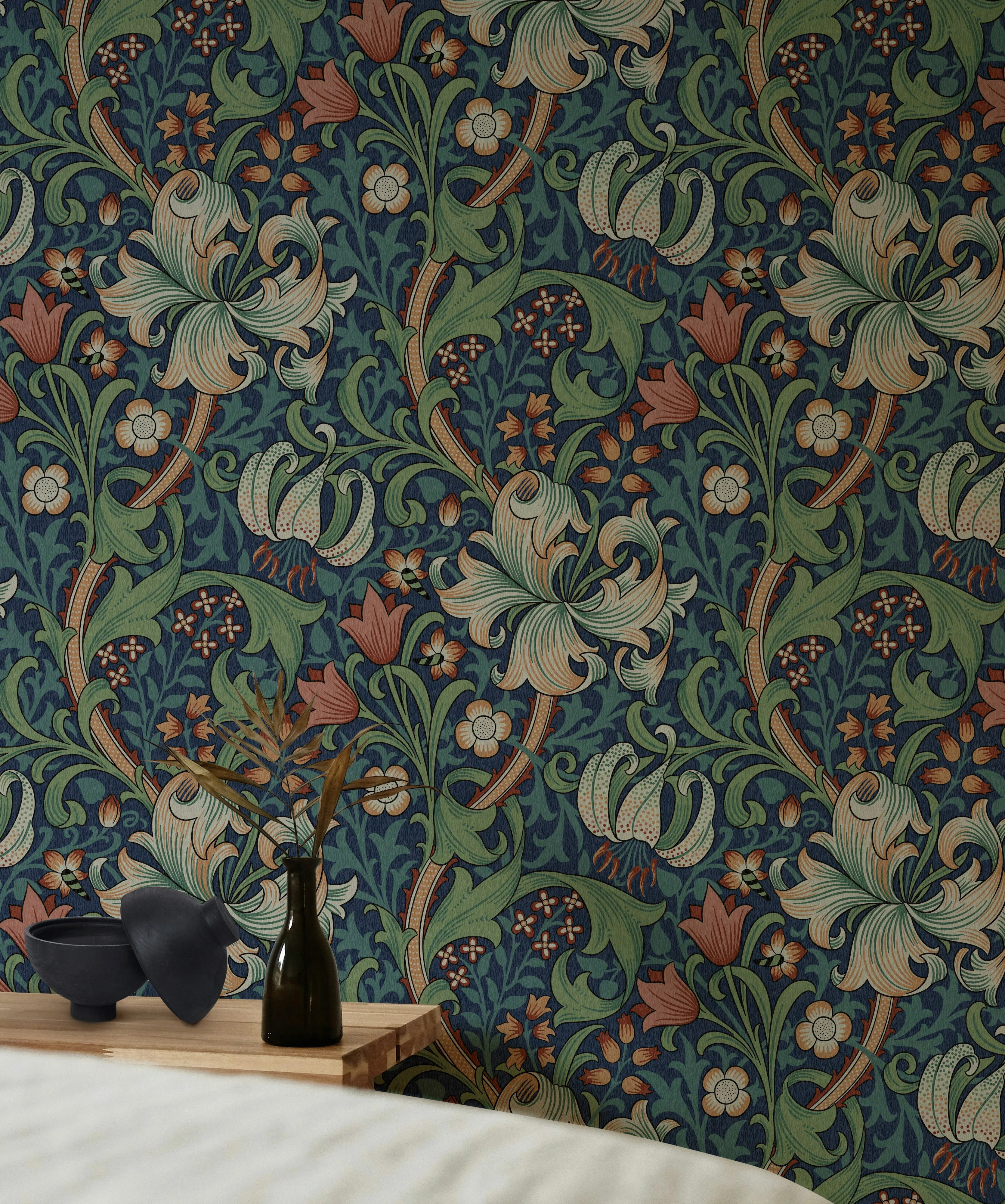 William Morris Golden Lily Wallpaper Bryelle Peel & Stick Roll 1899 John Henry Dearles Design | Wayfair North America