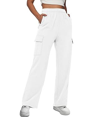AUTOMET Womens Cargo Sweatpants Baggy Fleece High Waisted Joggers Sweat Pants Athletic Pants | Amazon (US)