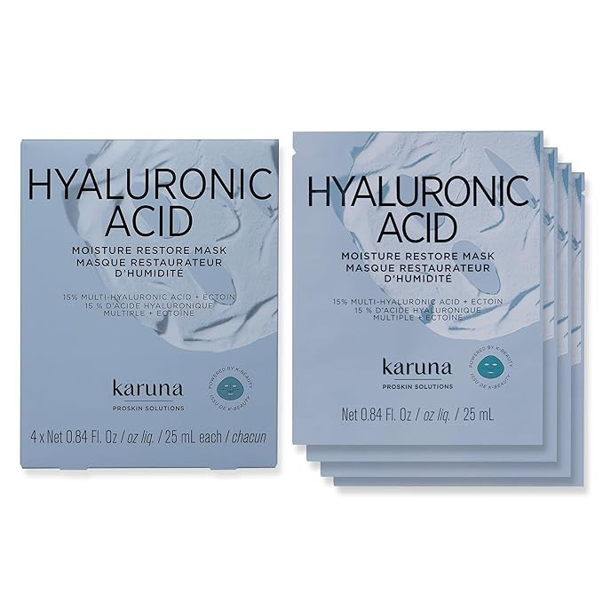 Karuna Hyaluronic Acid Moisture Restore Sheet Mask 4-Pack – 15% Multi-Hyaluronic Acid, 5% Niaci... | Amazon (US)