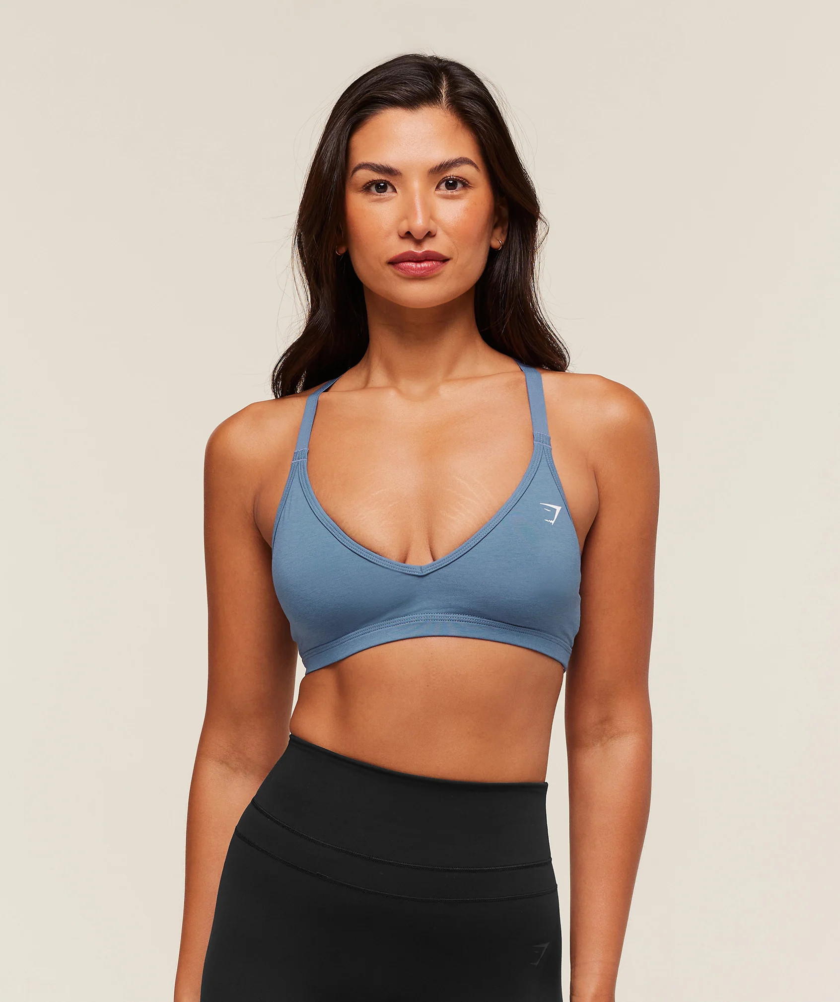 Gymshark Cotton Racerback Sports Bra - Worn Blue | Gymshark US
