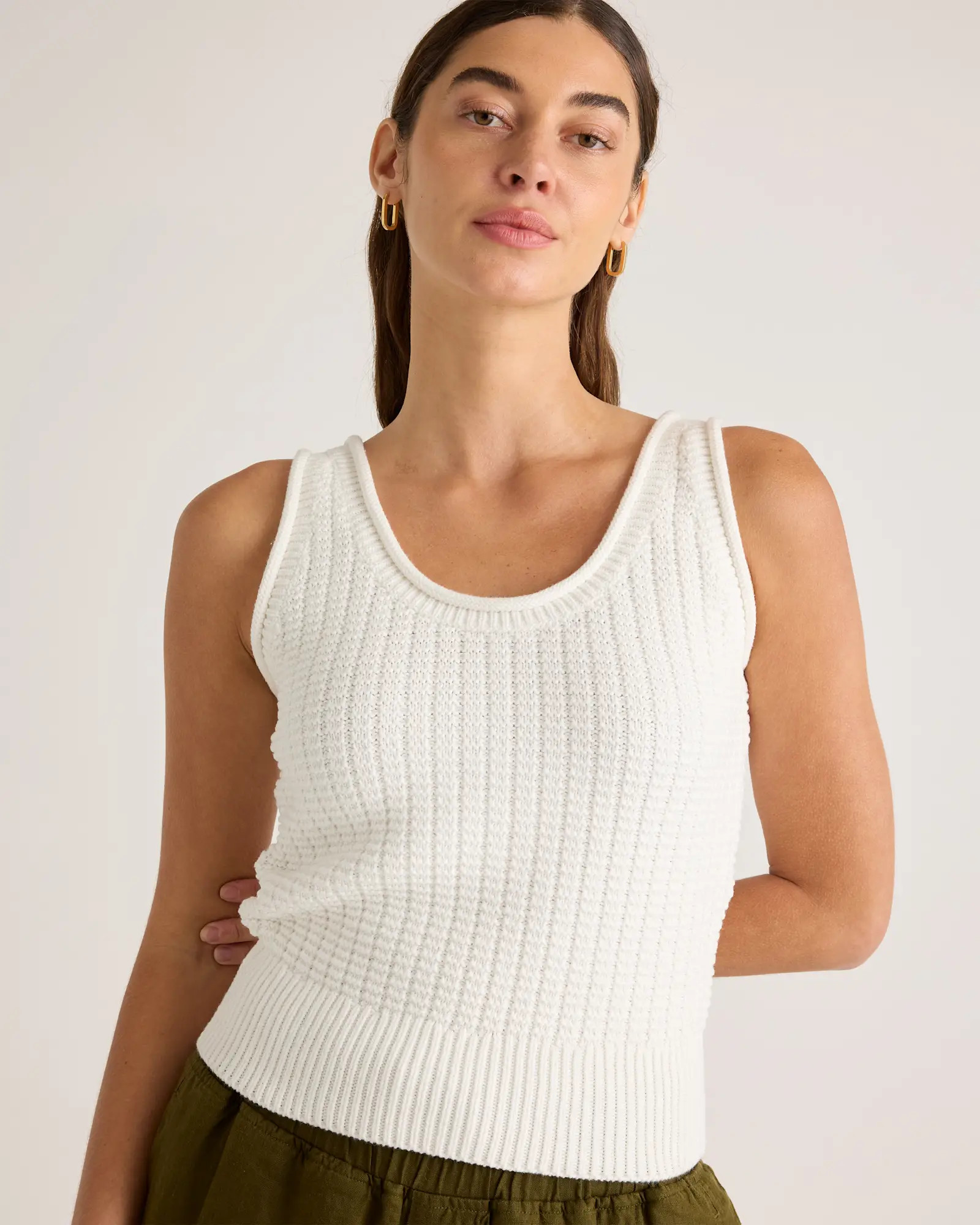 100% Organic Cotton Waffle Cropped Sweater Tank | Quince