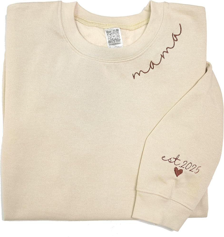 LULLBABYMALL Personalized Embroidered Mama EST Sweatshirt For Women, Mom Custom Gifts for Mother'... | Amazon (US)