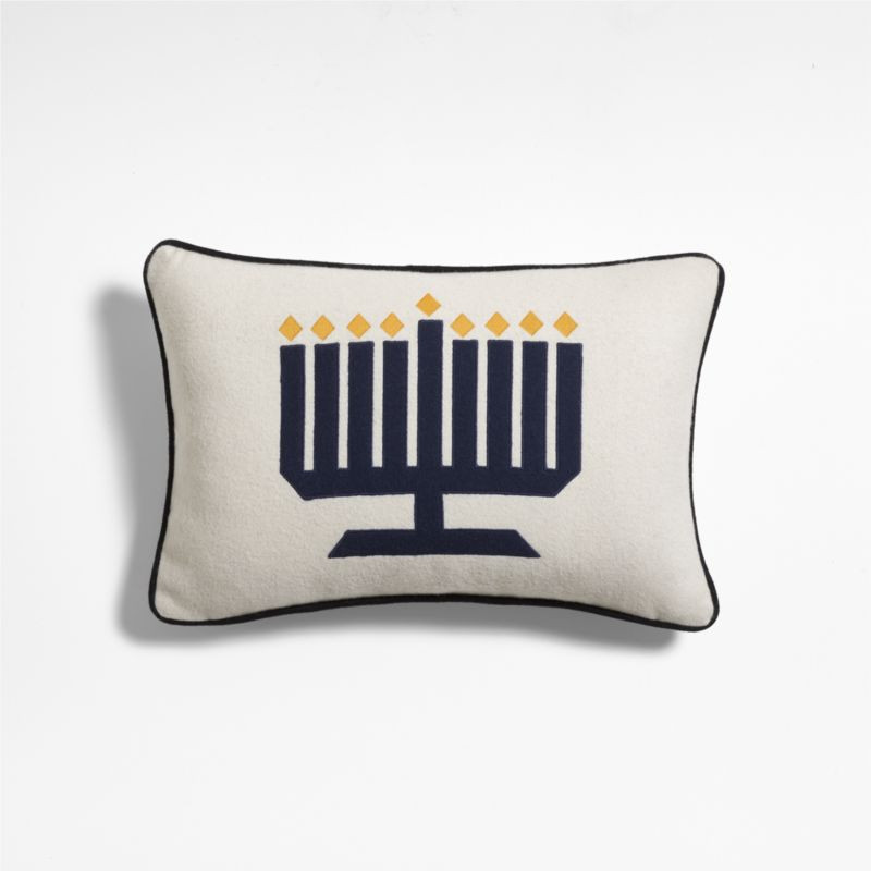 Menorah 22"x15" Deep Indigo Blue Throw Pillow with Feather Insert by Joan Anderson | Crate & Barr... | Crate & Barrel