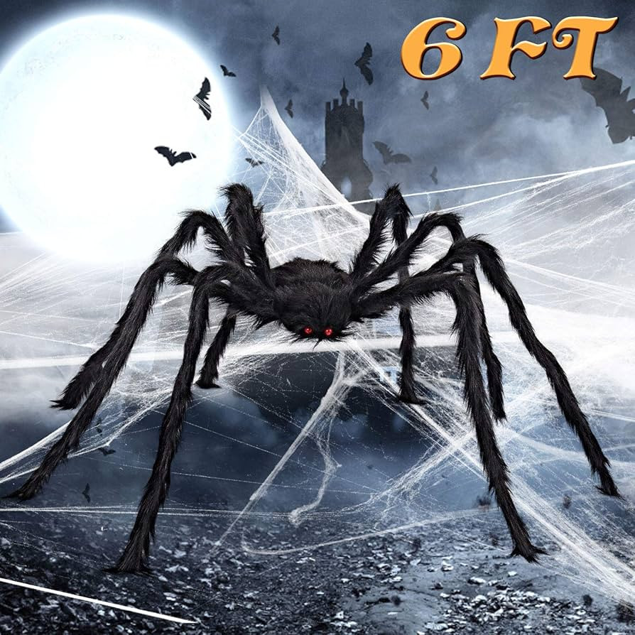 ALLADINBOX Halloween Spider Giant Hairy Scary Virtual Realistic Posable Spiders Black - Indoor Ou... | Amazon (US)