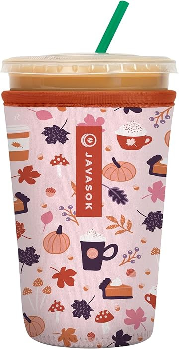 Sok It JavaSok Iced Coffee & Cold Soda Insulated Neoprene Cup Sleeve (PSL, Medium: 22-28oz) | Amazon (US)