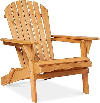Best Choice Products Folding Adirondack Chair Outdoor Wooden Accent Furniture Fire Pit Lounge Cha... | Amazon (US)