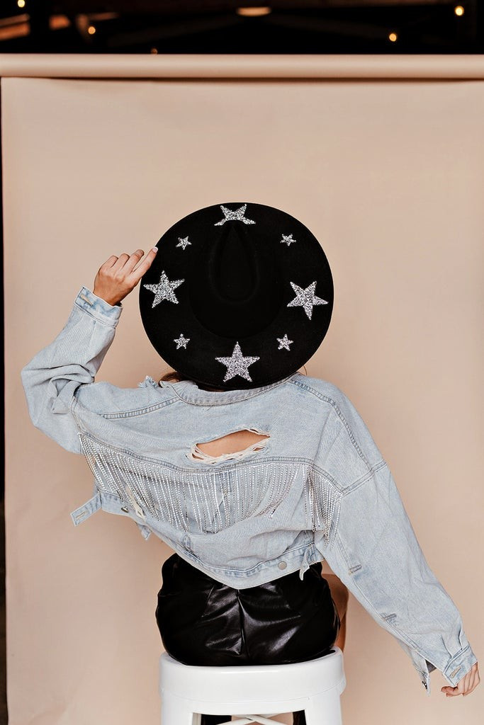 Rhinestone Fringe Denim Jacket - AS SEEN ON MICHELLE from VB! | Glitzy Bella