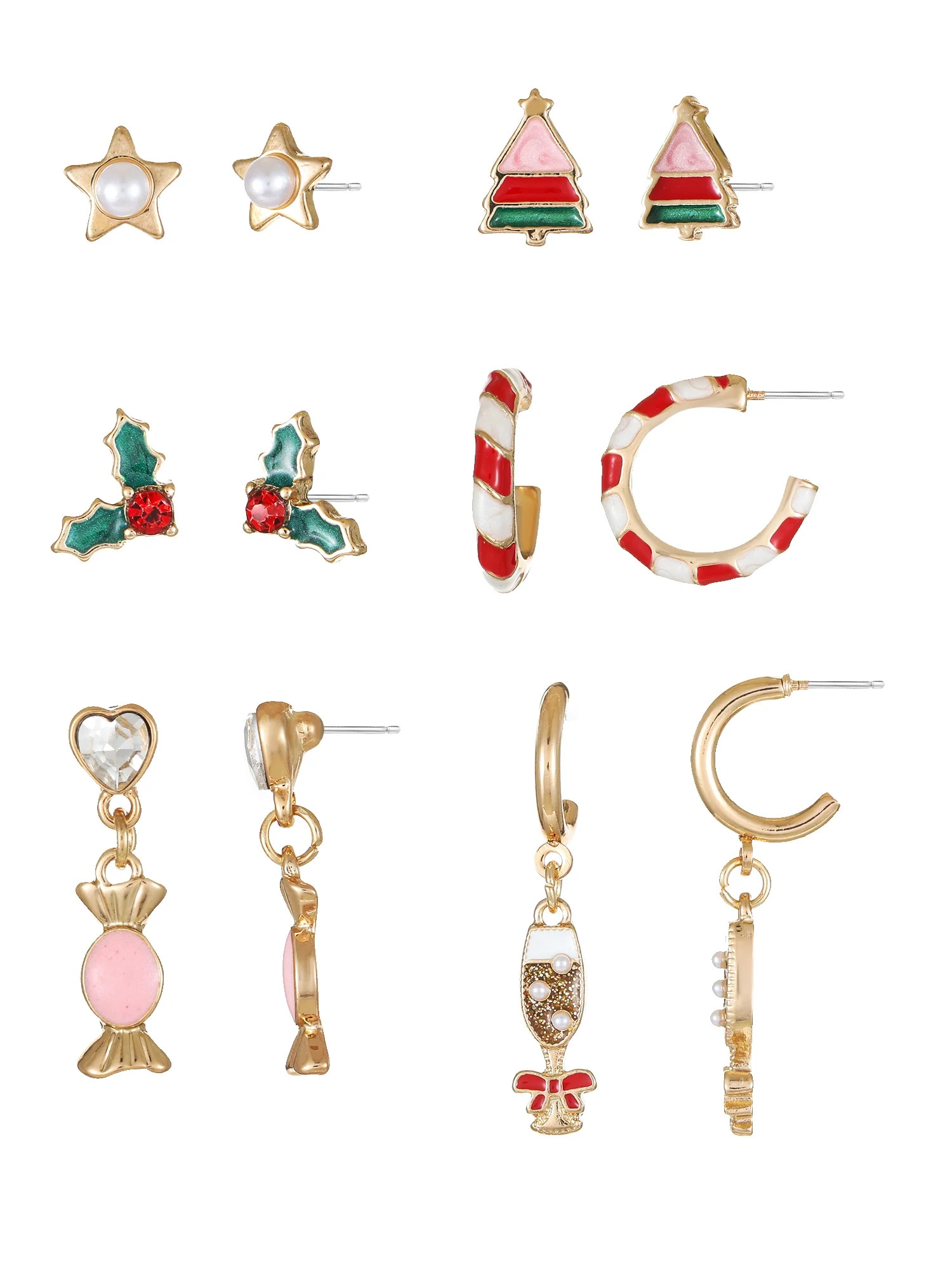 Packed Party Classic Christmas Earrings, 6 Pairs | Walmart (US)