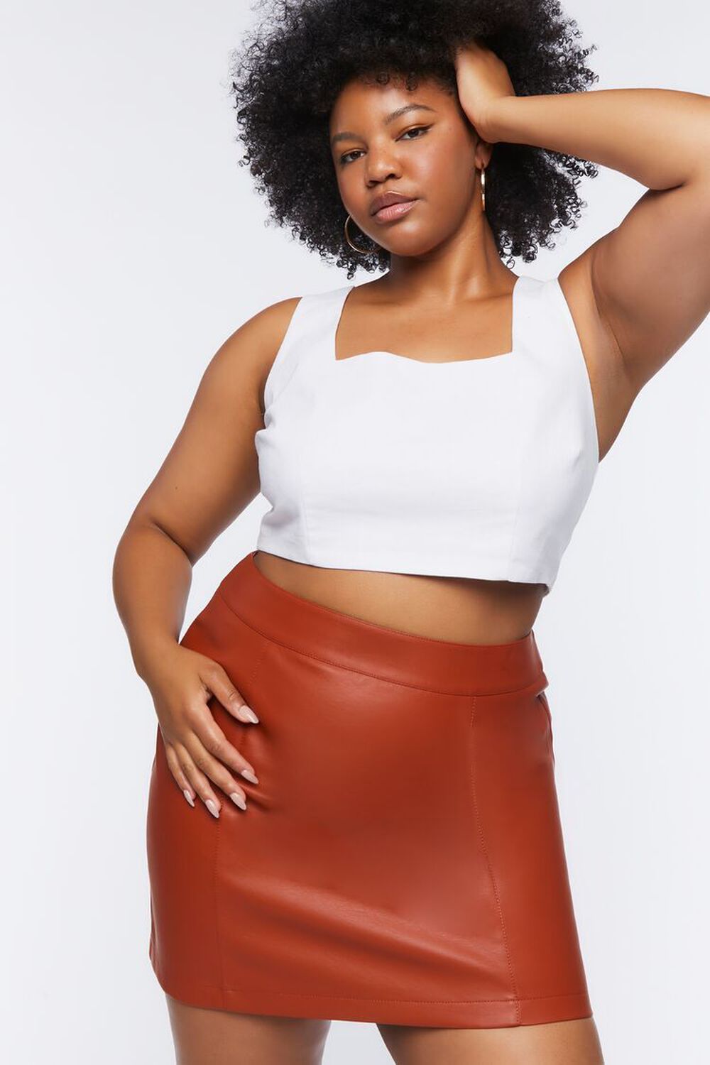 Plus Size Faux Leather Mini Skirt | Forever 21 (US)