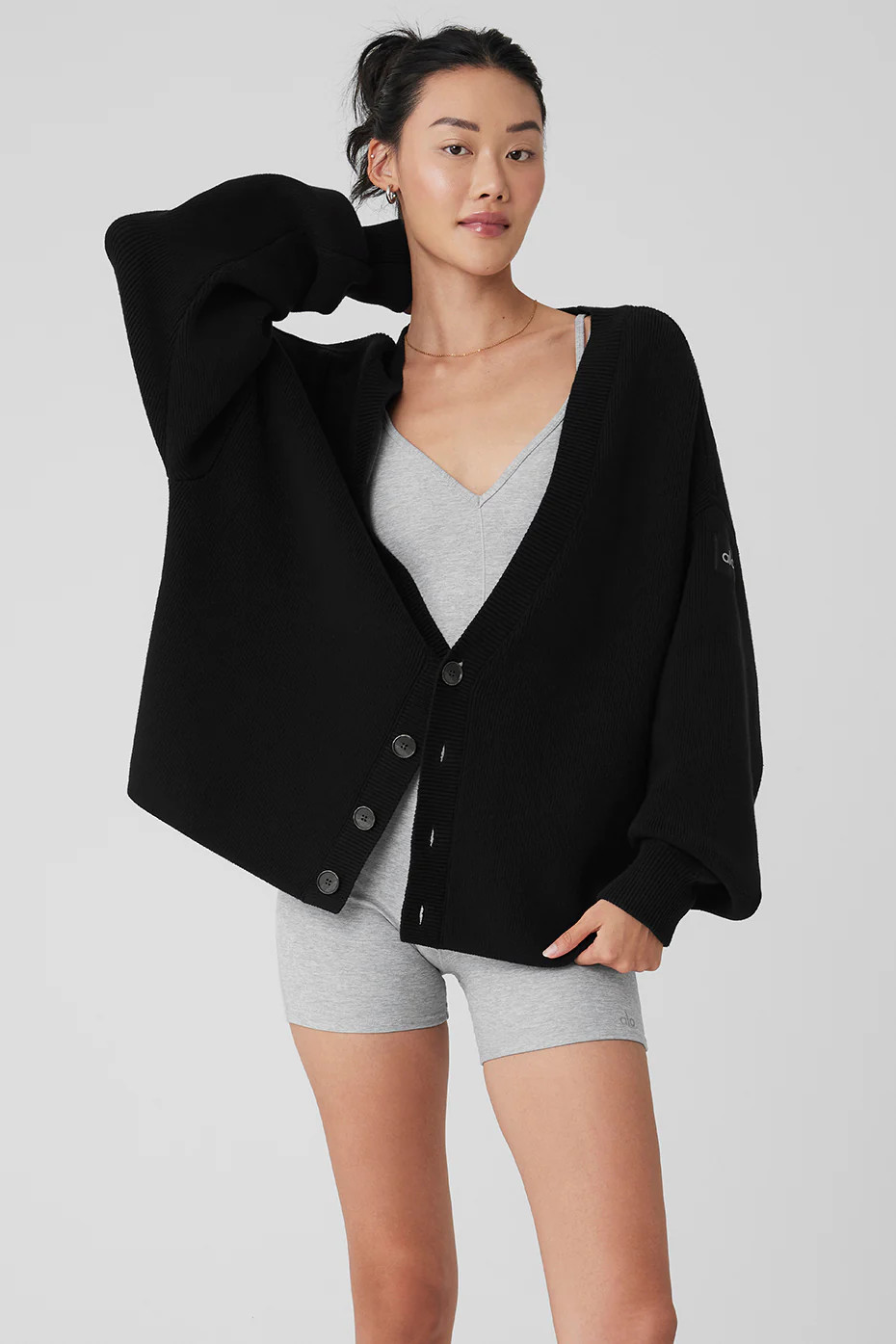 Tennis Club Sweater Knit Cardigan - Black/Ivory | Alo Yoga (US)