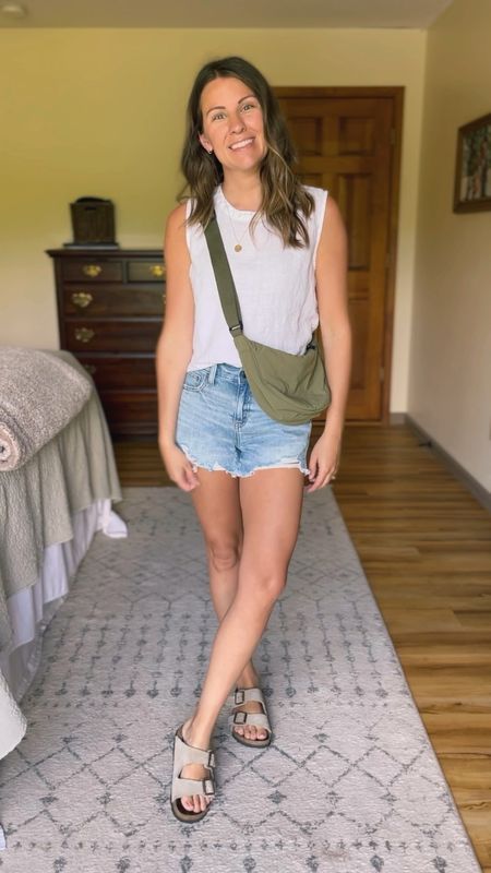 Casual summer outfit— wearing a size xs in the tank and xxs in the shorts! My hoops are from llume but I linked similar ones too! 

#LTKSeasonal #LTKFindsUnder50 #LTKStyleTip