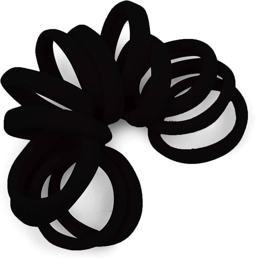 Cyndibands Seamless Hair Ties - Black - Gentle Hair Ties No Damage, Standard Size 1.5 Inch, Soft ... | Amazon (US)