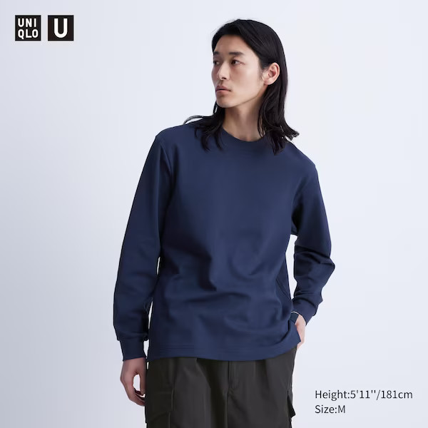 U AIRism Cotton Crew Neck Long-Sleeve T-Shirt | UNIQLO (US)