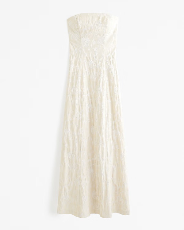 Strapless Floral Textured Gown | Abercrombie & Fitch (US)