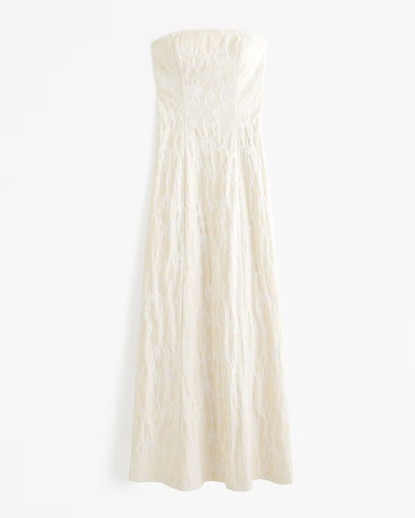 Strapless Floral Textured Gown | Abercrombie & Fitch (US)
