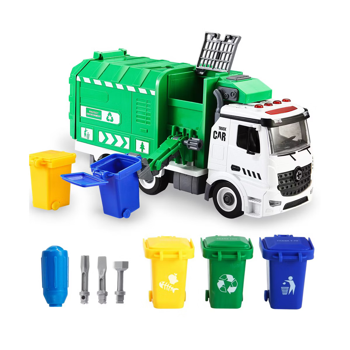 Recycling Garbage Truck Toy for Boys, Assembly Friction Powered Side-Dump Garbage Toy  Play Car V... | Target
