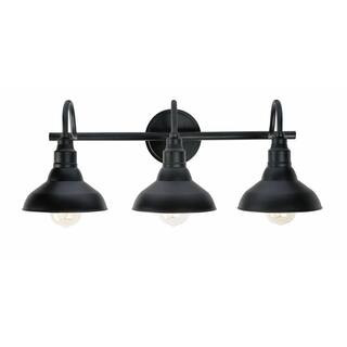 Barnes 3-Light Black Vanity Light | The Home Depot