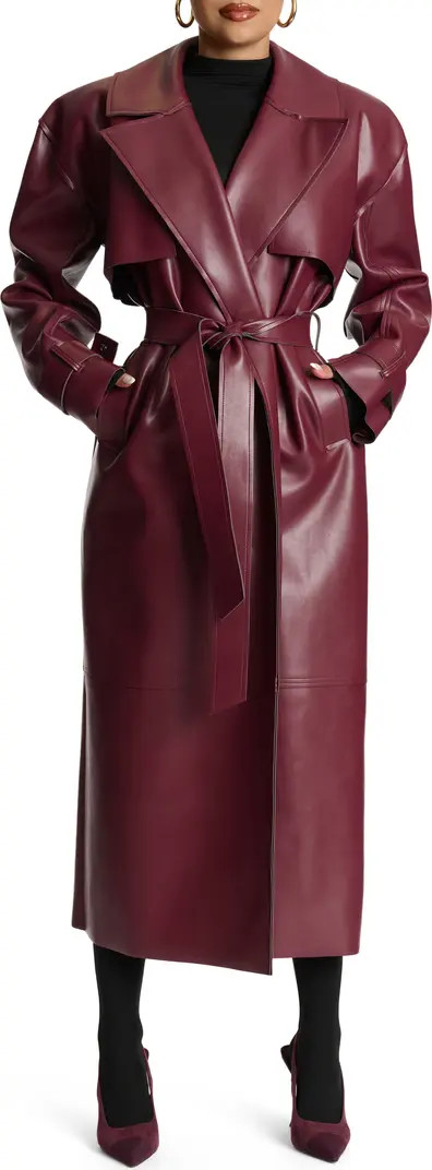 Naked Wardrobe Faux Leather Trench Coat | Nordstrom | Nordstrom