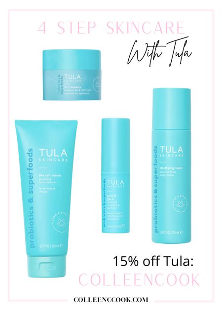 Tula skincare routine use code COLLEENCOOK for 15% off