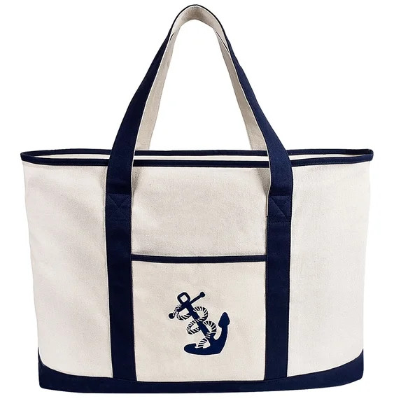 25" Extra Large Canvas Tote Bag Heavy Duty Roomy Zipper Grocery Shopping Carry Beach Boat Bag Han... | Walmart (US)