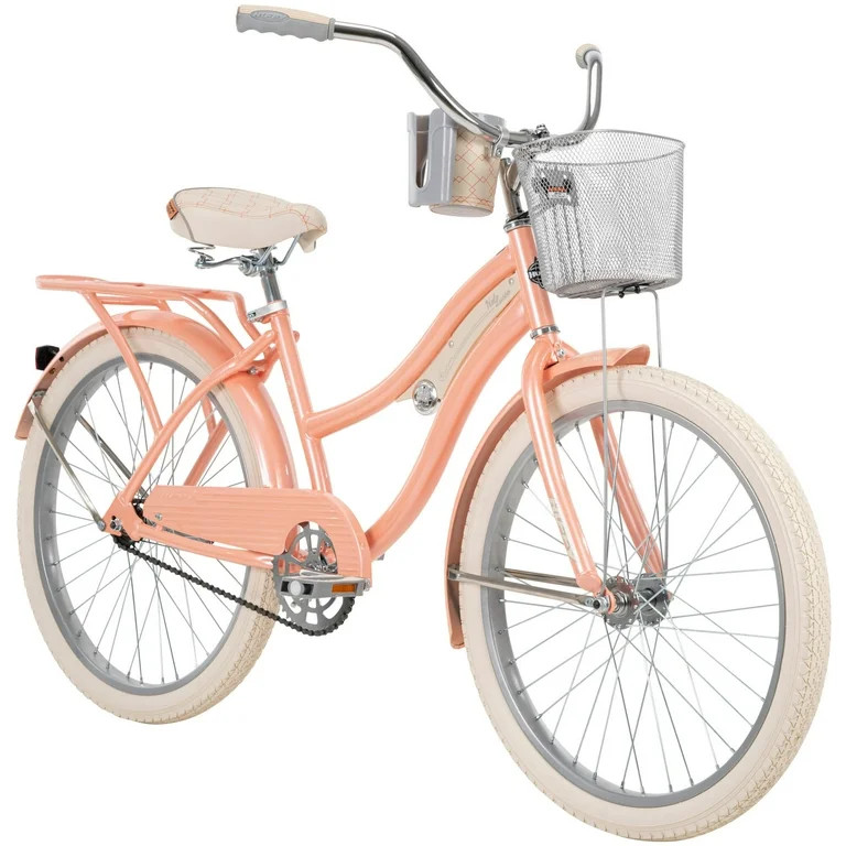 Huffy 24" Girls Nel Lusso Women's Classic Beach Cruiser Bike, Peach | Walmart (US)