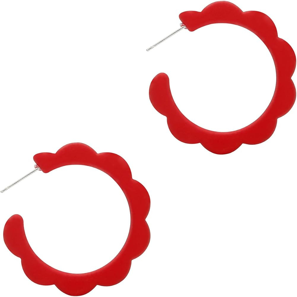 Acrylic Flower Hoop Earrings, Lightweight Floral Open Hoops Candy Color Hoop Earrings for Women | Amazon (US)