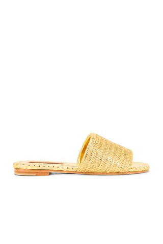 SIMONMILLER Metallic Raffia Salerno Sandal in Gold & Natural from Revolve.com | Revolve Clothing (Global)