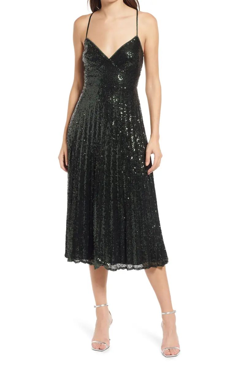 Lulus Vision of Elegance Sequin Cross Back Midi Dress | Nordstrom | Nordstrom