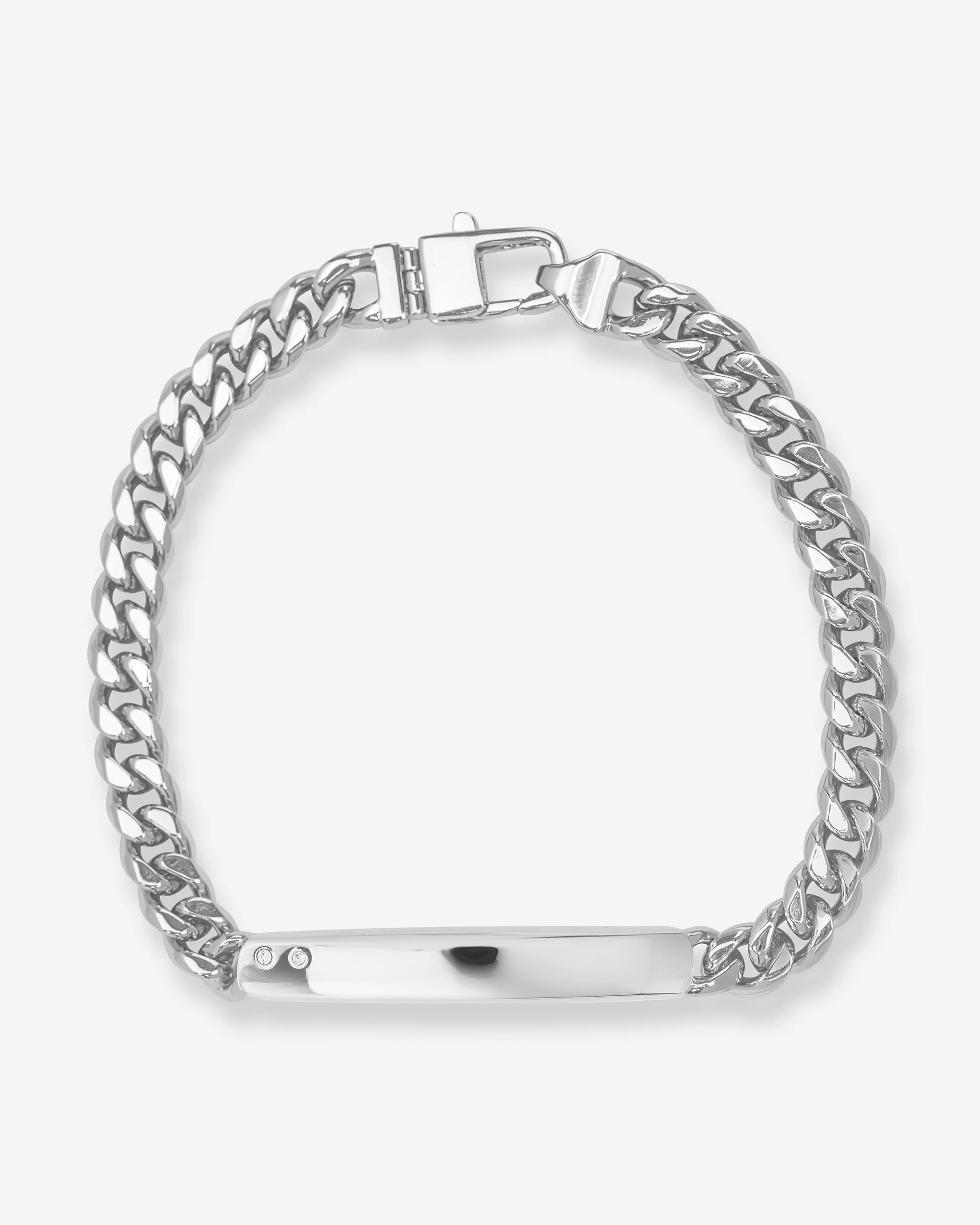 Julian ID Cuban Chain Bracelet - Silver|White Diamondettes | Melinda Maria Jewelry