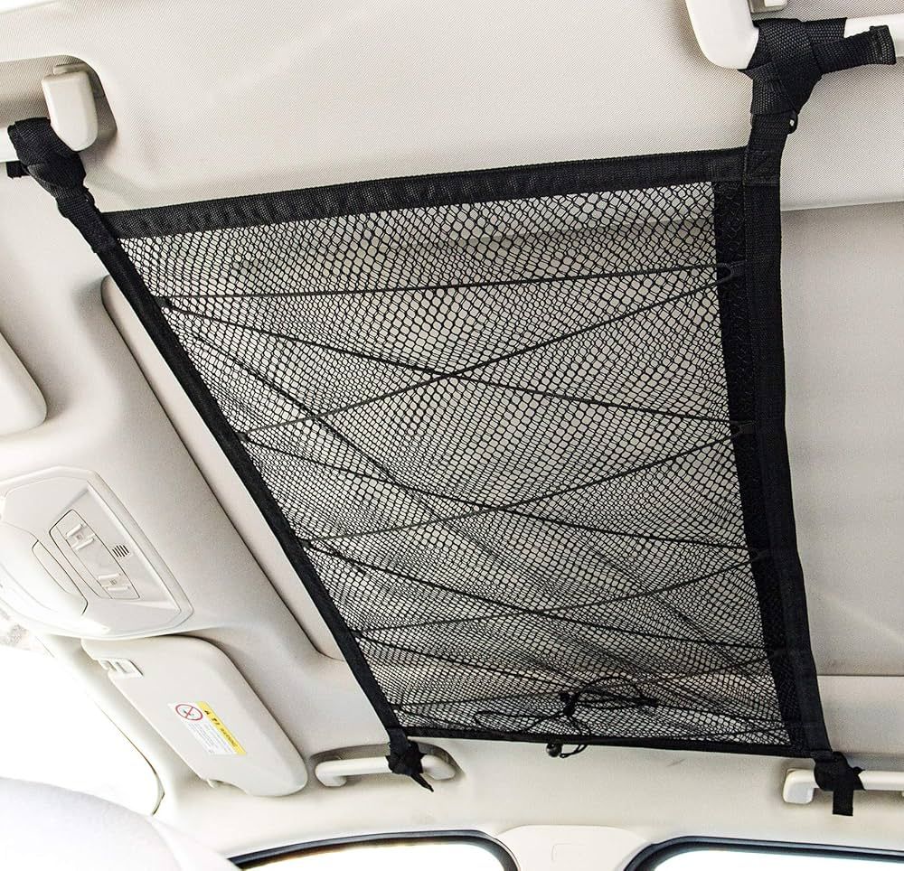 Kaskawise Car Ceiling Cargo Net Pocket, 31"x21" Adjustable Double-Layer Mesh SUV Roof Organizer L... | Amazon (US)