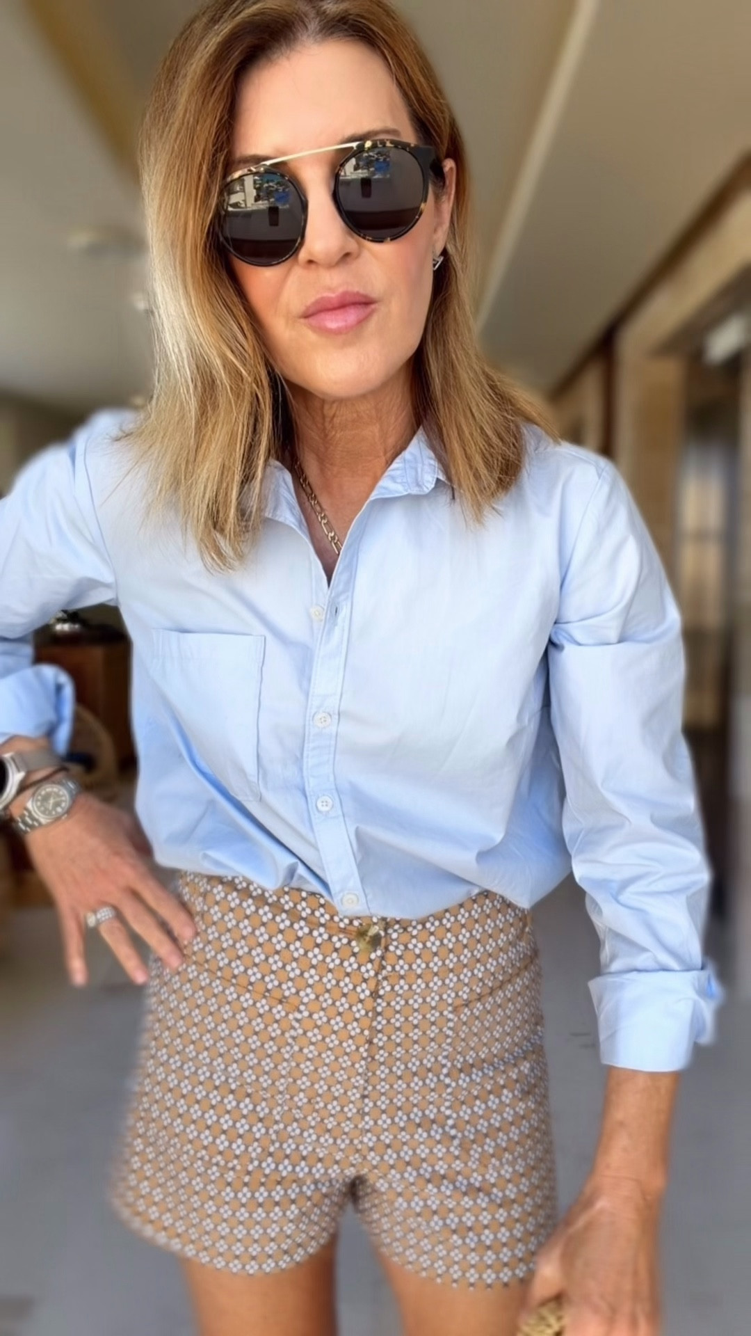 Size 27 in the Colette shorts and small shirt 

#LTKOver40