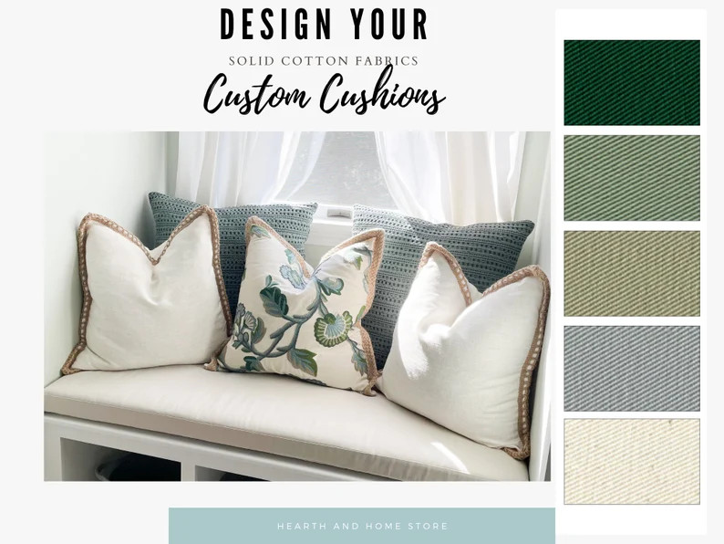 Custom Indoor Window Seat Bench Cushion 2 Thick With Soft Durable Fabric - Etsy | Etsy (US)