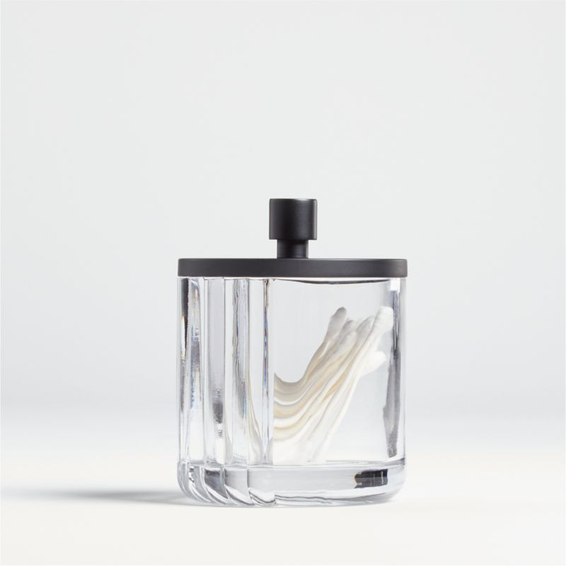 Ribbed Black Glass Canister Small + Reviews | Crate & Barrel | Crate & Barrel