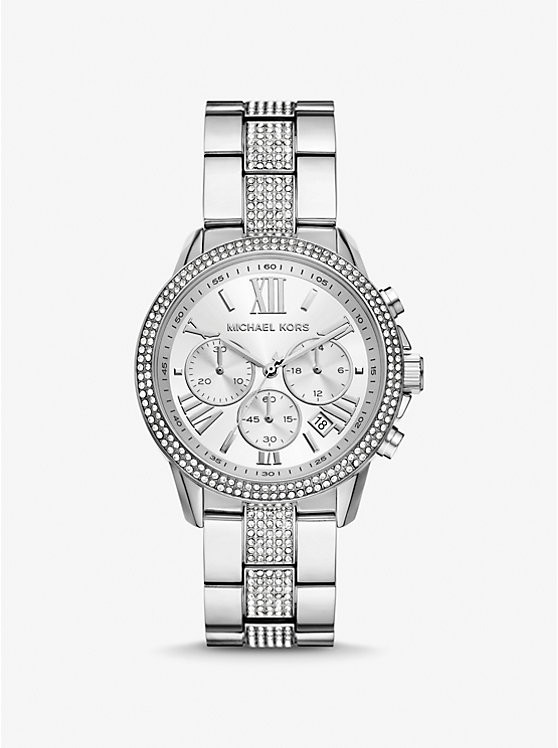 Oversized Brynn Pavé Silver-Tone Watch | Michael Kors US