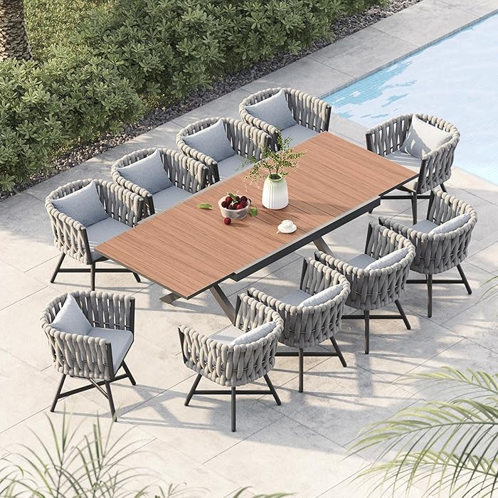 Grand patio 11-Piece Outdoor Dining Set for 10, Patio Dining Furniture Set for 10 Swivel Rope Wic... | Amazon (US)