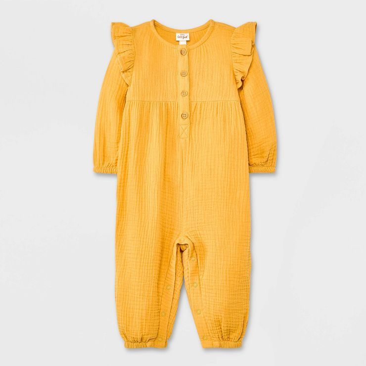 Baby Girls' Gauze Long Sleeve Romper - Cat & Jack™ Yellow | Target