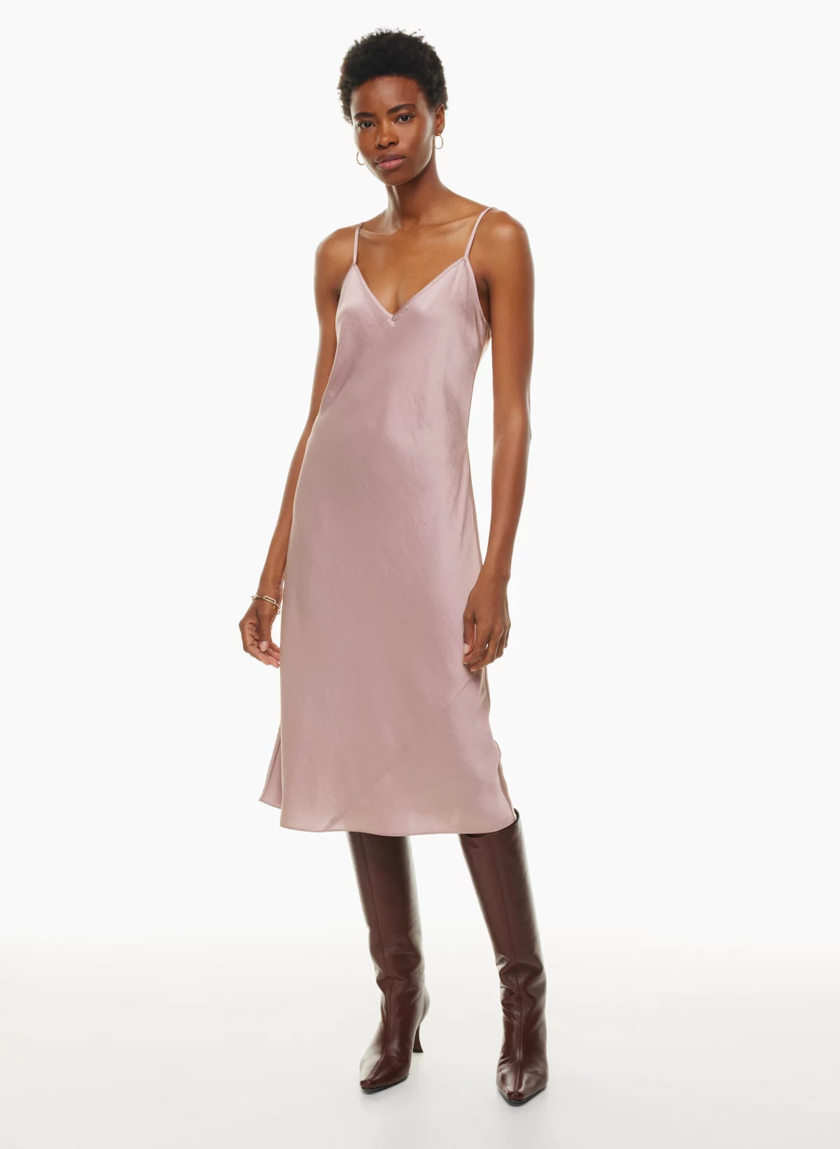 ONLY SLIP SATIN MIDI DRESS | Aritzia