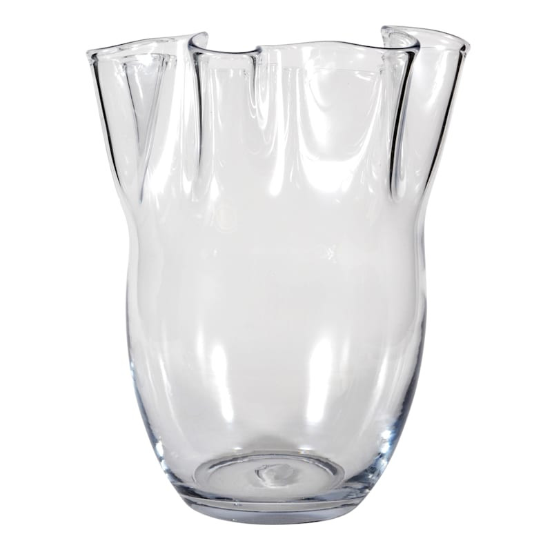 Clear Glass Pie Crust Edge Vase, 10" | At Home
