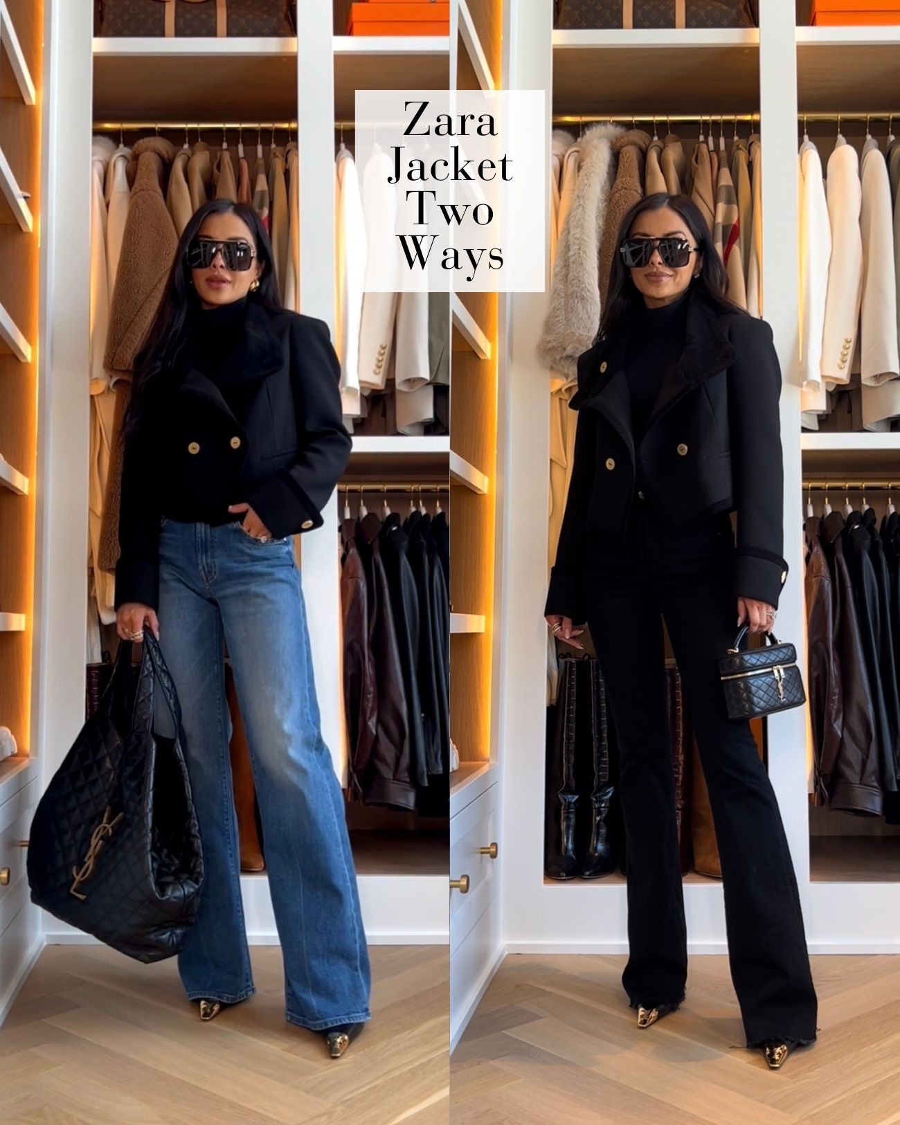 My Zara jacket is back in stock
Styled it two ways with the most flattering jeans in my closet 
Wearing an xs in the jacket and 24 in both denim
@Zara @nordstrom 

#LTKOver40 #LTKootd #LTKPetite