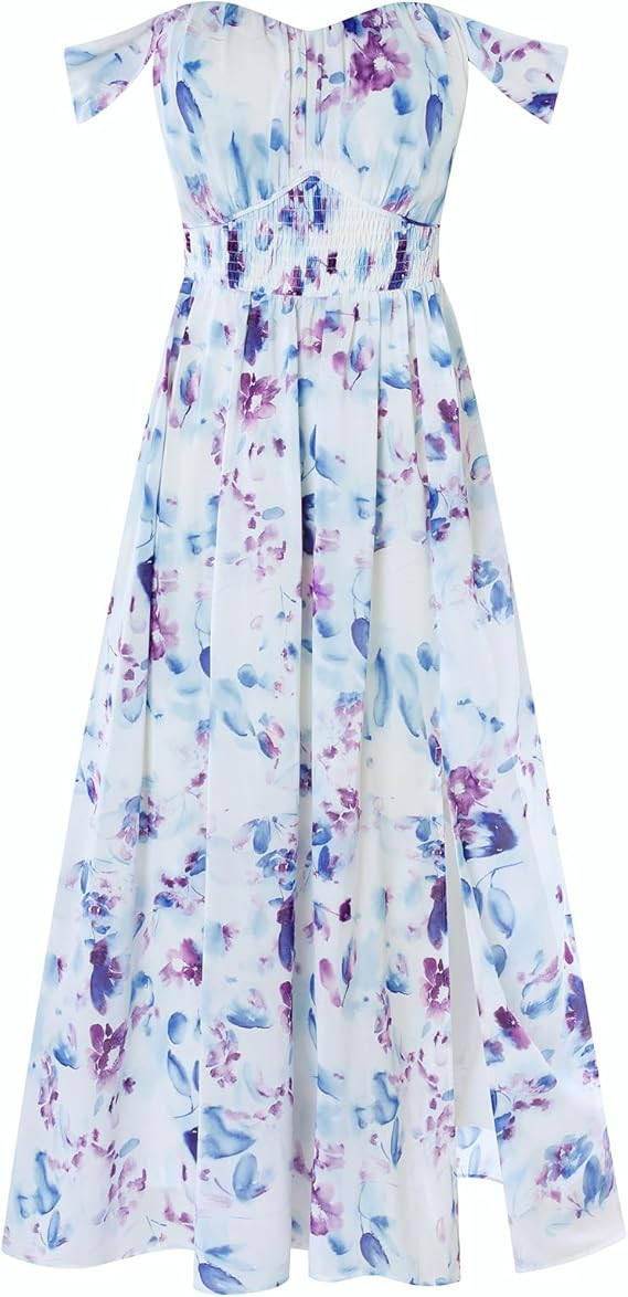 GRACE KARIN 2026 Women's Summer Floral Wedding Guest Dress,Beach Flowy A Line Maxi Off Shoulder B... | Amazon (US)