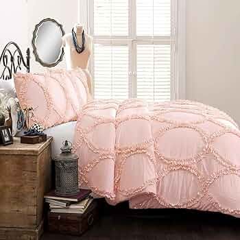 Lush Decor Lush Décor Avon 3 Piece Comforter Set, Full/Queen, Pink | Amazon (US)