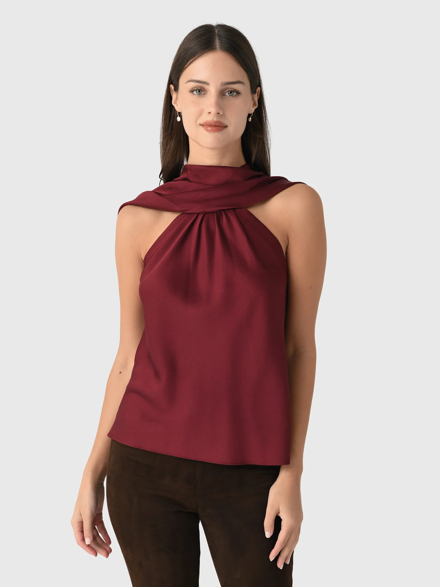 SIMKHAI
                      
                     Women's Scarlett Satin Cape Top | Saint Bernard