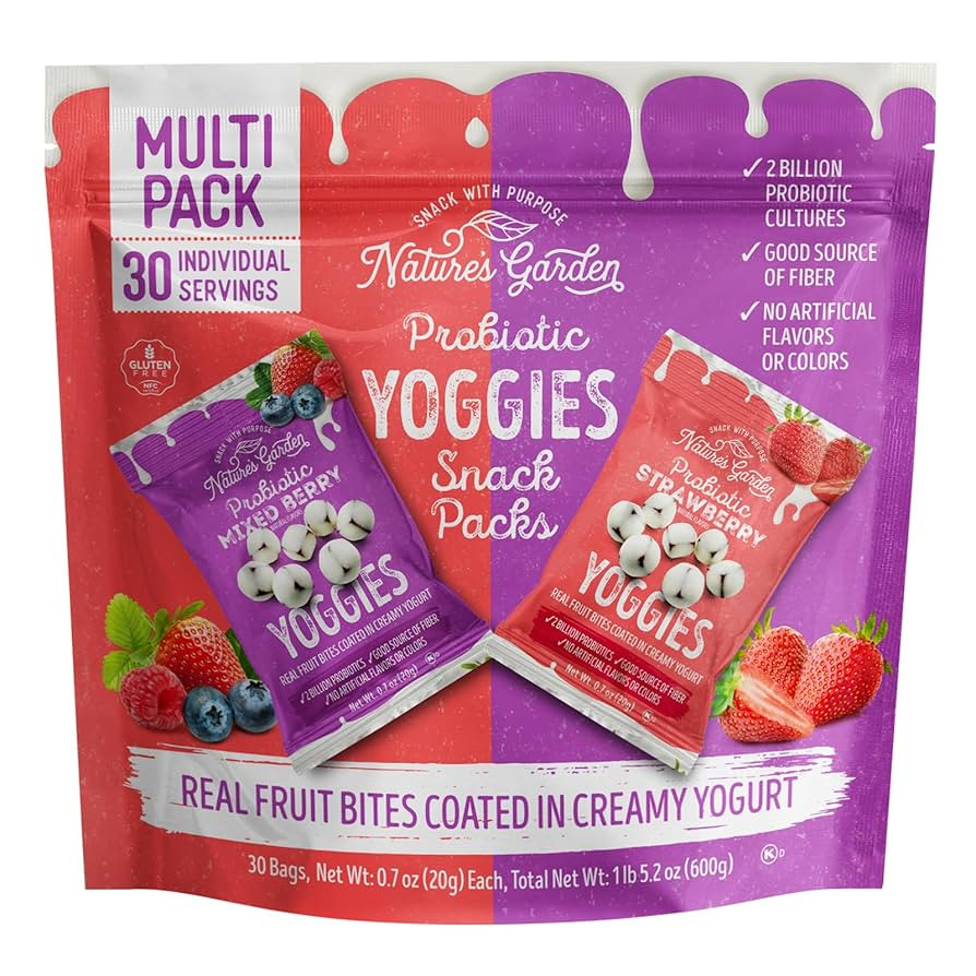 Nature's Garden Probiotic Yoggies Multi Pack, 21oz (Strawberry Yoggies 15x0.7 oz +Mixed Berry Yog... | Amazon (US)