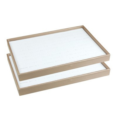Unique Bargains Stackable PU Leather Jewelry Organizer Tray with Removable Dividers for Drawer Inserts Set of 2 White Ring Tray | Target